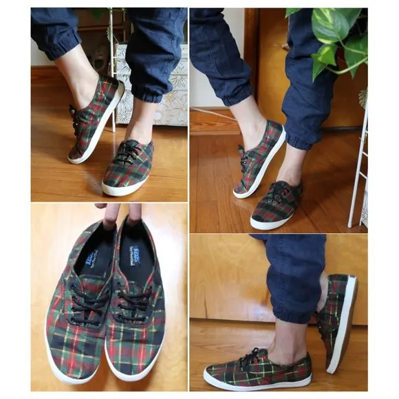 KEDS Vintage Christmas Plaid Sneakers Retro 90s Holiday - Size 8