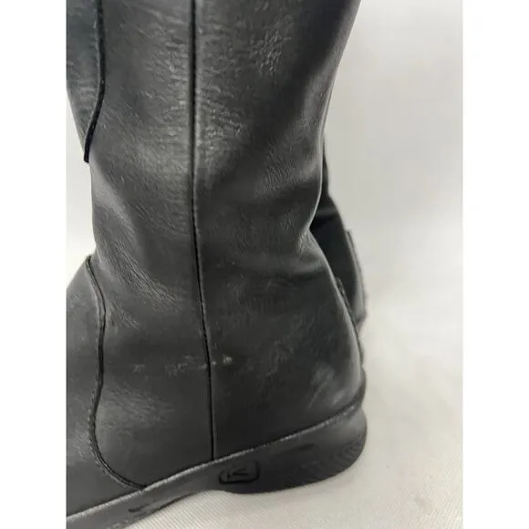 Keen Bern Baby Boots Womens 6 Black Leather Waterproof Side Zip Tall Riding