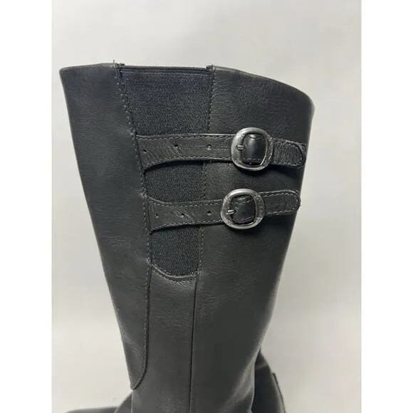 Keen Bern Baby Boots Womens 6 Black Leather Waterproof Side Zip Tall Riding