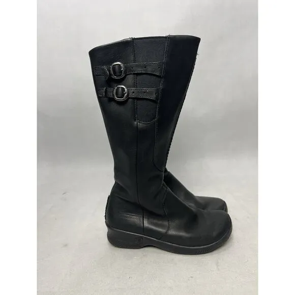 Keen Bern Baby Boots Womens 6 Black Leather Waterproof Side Zip Tall Riding
