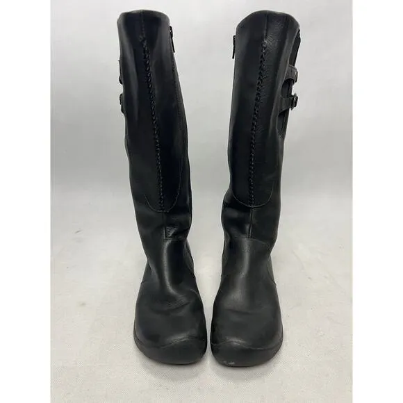 Keen Bern Baby Boots Womens 6 Black Leather Waterproof Side Zip Tall Riding