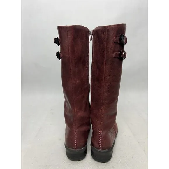 Keen Bern Baby Boots Womens 6 Maroon Leather Waterproof Side Zip Tall Riding