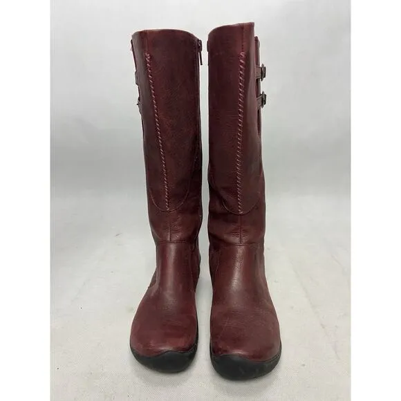 Keen Bern Baby Boots Womens 6 Maroon Leather Waterproof Side Zip Tall Riding