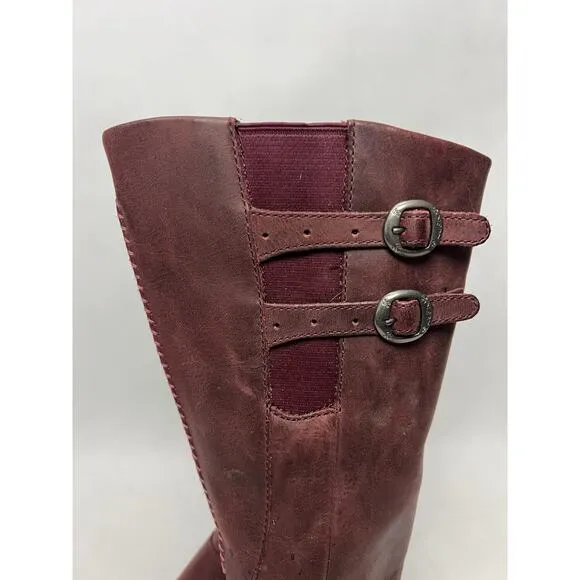 Keen Bern Baby Boots Womens 6 Maroon Leather Waterproof Side Zip Tall Riding