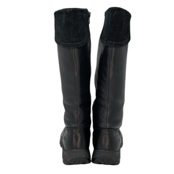 KEEN Boots Tall Black Leather Suede Cuff Side Zip Size 6