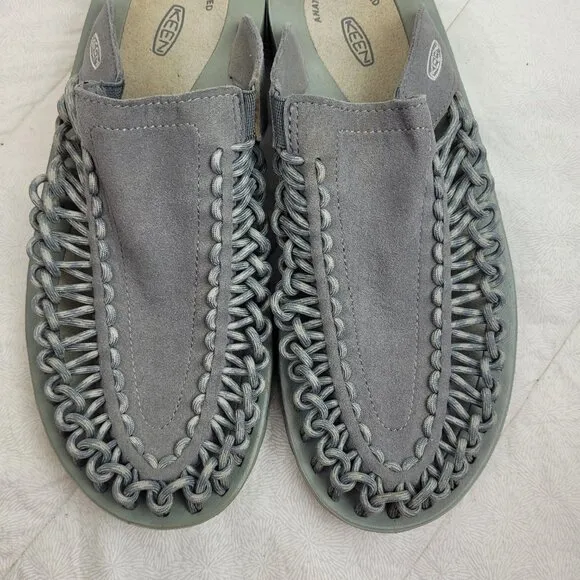 Keen Uneek 11014627 gargoyle gray men's corded woven suede slides sandals 10