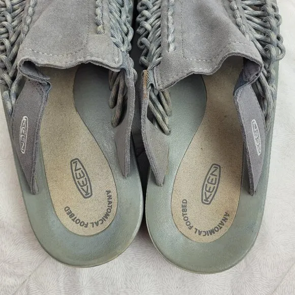Keen Uneek 11014627 gargoyle gray men's corded woven suede slides sandals 10