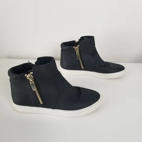 Kenneth Cole Keenan Black Leather Zip Up Ankle Boots Size 6M