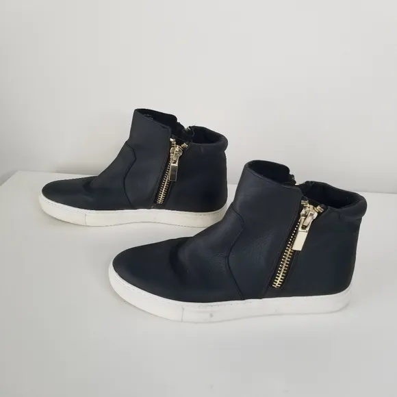Kenneth Cole Keenan Black Leather Zip Up Ankle Boots Size 6M