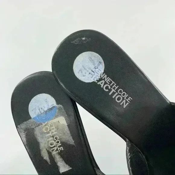Kenneth Cole reaction sandals 7.5 head light black leather Y2k chunky vintage