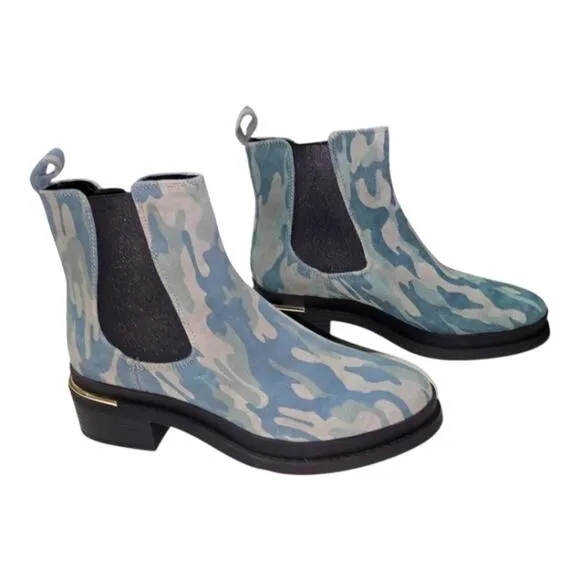 Kenneth Cole Suede Leather Camouflage Chelsea Boots Size 7 New