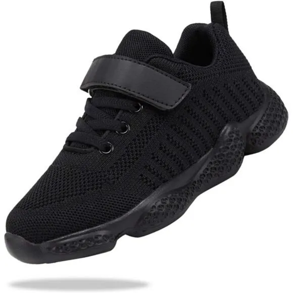 Kids Boy Girls‎ School Black Uniform Rubber Shoes Sneakers Tennis Running Shoes