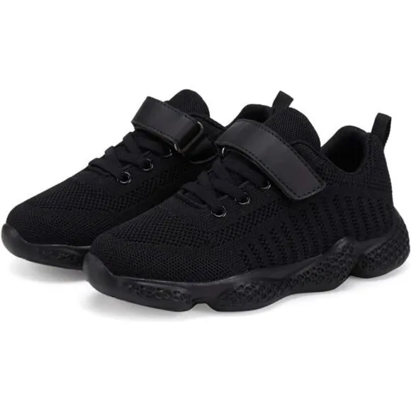 Kids Boy Girls‎ School Black Uniform Rubber Shoes Sneakers Tennis Running Shoes
