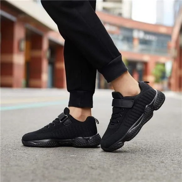 Kids Boy Girls‎ School Black Uniform Rubber Shoes Sneakers Tennis Running Shoes