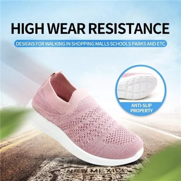 Kids Girls Sneakers‎ Pink Lightweight Slip On Running Rubber School Tennis Shoes