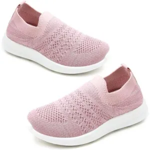 Kids Girls Sneakers‎ Pink Lightweight Slip On Running Rubber School Tennis Shoes