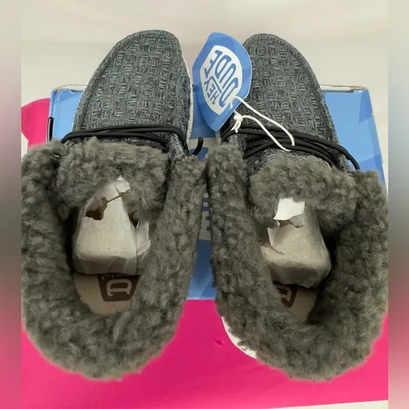 Kids Hey Dude Black Wendy Fold Stitch Cozy Shoes/Lined        Youth 13  …
