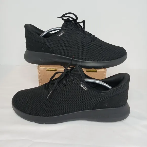Kizik Madrid Eco Knit Tennis Shoes All Black Sneakers Mens 11.5 Wide Womens 13W