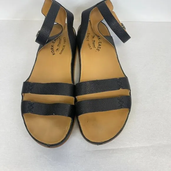 Kork- Ease Black Leather Audrina Sandals