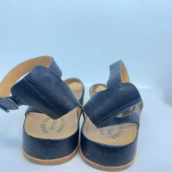 Kork- Ease Black Leather Audrina Sandals