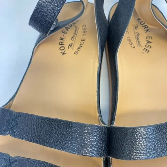Kork- Ease Black Leather Audrina Sandals