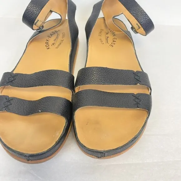 Kork- Ease Black Leather Audrina Sandals
