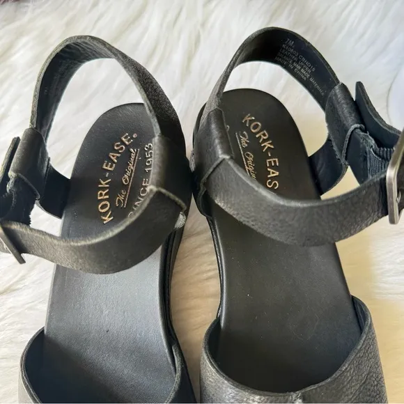 Kork-Ease Camberg Mary Jane Sling Back Platform Black Sandal Size 7M