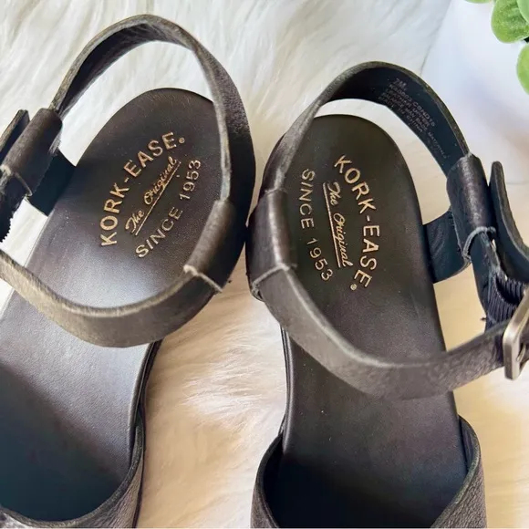 Kork-Ease Camberg Mary Jane Sling Back Platform Black Sandal Size 7M