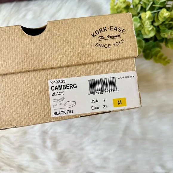 Kork-Ease Camberg Mary Jane Sling Back Platform Black Sandal Size 7M