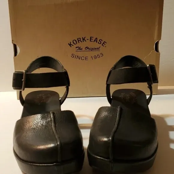 Kork-Ease Camberg Mary Jane Sling Back Platform Black Sandal Size 7M