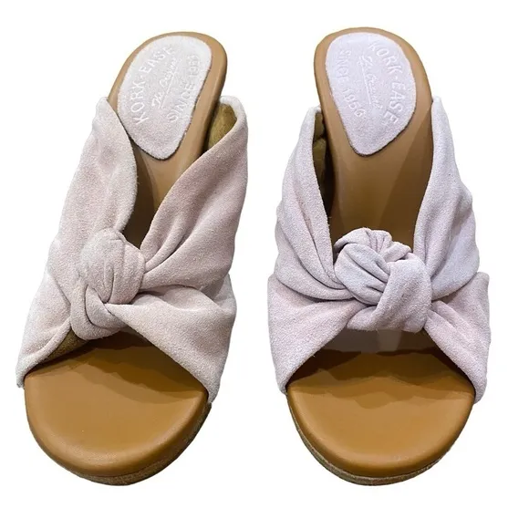 Kork Ease Haya Pink Suede Chunky Heeled Sandals Size 6