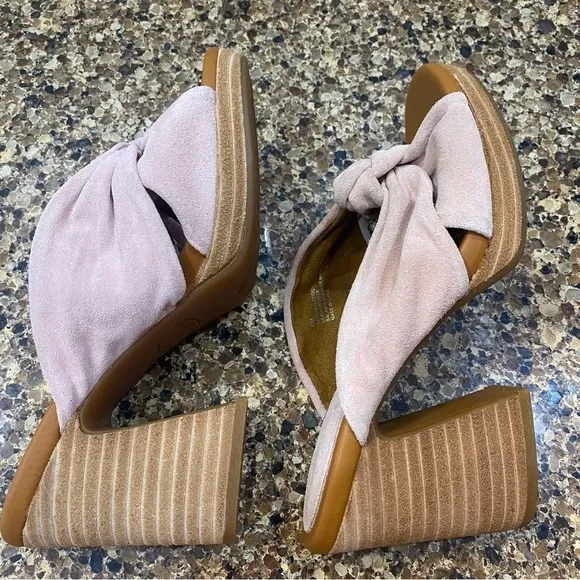 Kork Ease Haya Pink Suede Chunky Heeled Sandals Size 6