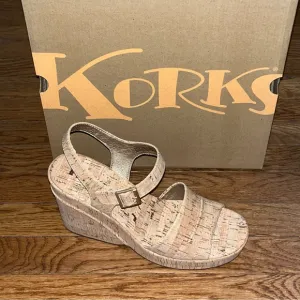Korks Bardot Platform Sandals Natural Cork Women’s Size 11