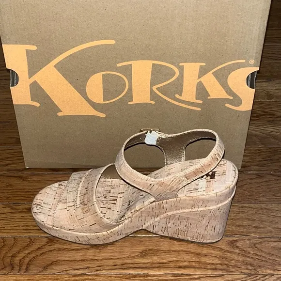 Korks Bardot Platform Sandals Natural Cork Women’s Size 11