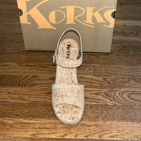 Korks Bardot Platform Sandals Natural Cork Women’s Size 11