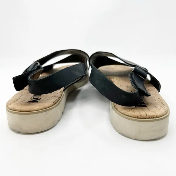 Korks Black Leather Cross Slingback Sandals 11