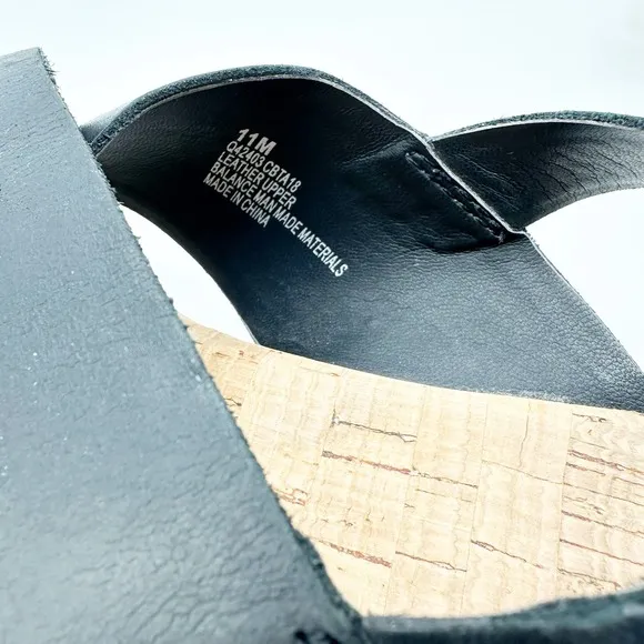 Korks Black Leather Cross Slingback Sandals 11