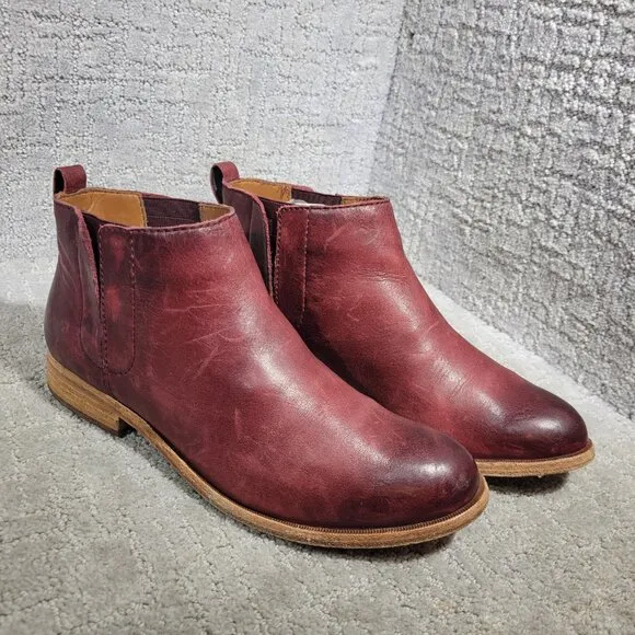 Korks Ease Mindo Women's Size 9M US Burgundy Leather Chelsea Bootie Boots K26447