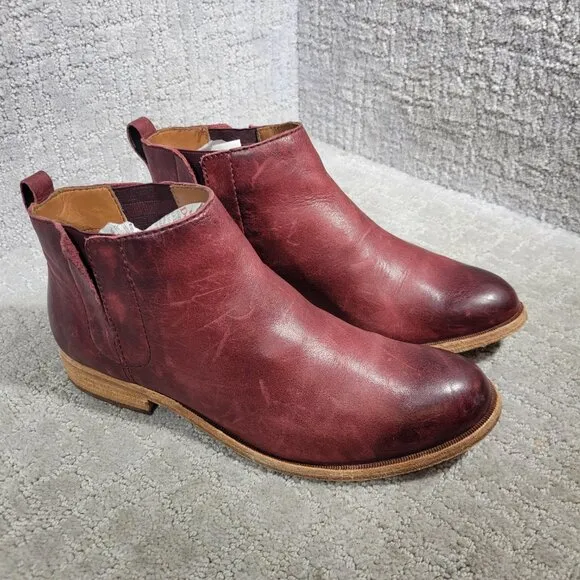 Korks Ease Mindo Women's Size 9M US Burgundy Leather Chelsea Bootie Boots K26447