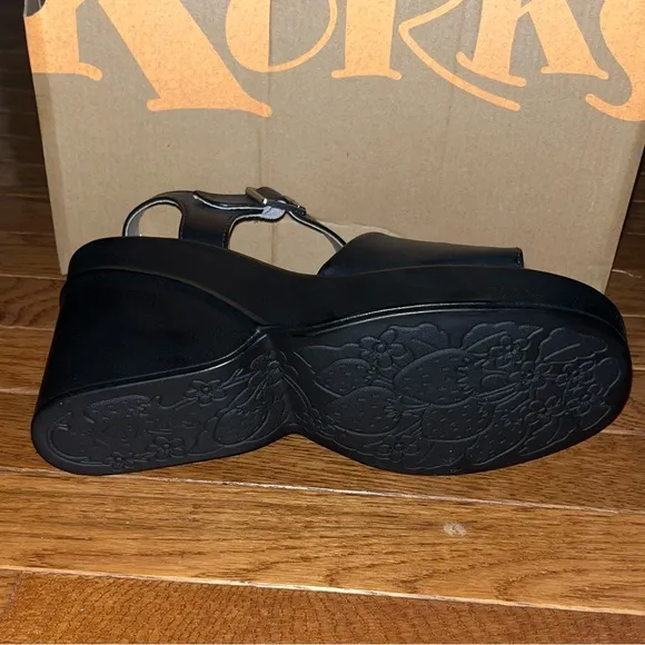 KORKS Pardot Chunky Platform Wedge Sandals Black &amp; Tan Women’s Size 11