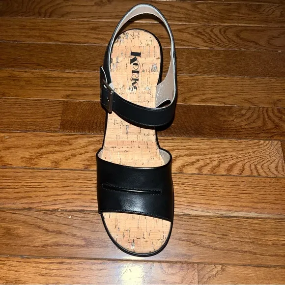 KORKS Pardot Chunky Platform Wedge Sandals Black &amp; Tan Women’s Size 11