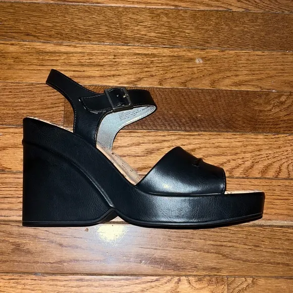 KORKS Pardot Chunky Platform Wedge Sandals Black &amp; Tan Women’s Size 11