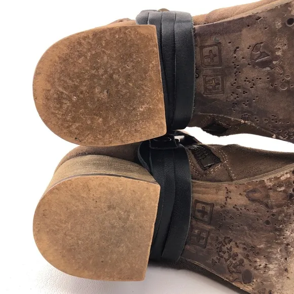 Ksubi Tan Brown Suede Leather Harness Ankle Boots EUR 40
