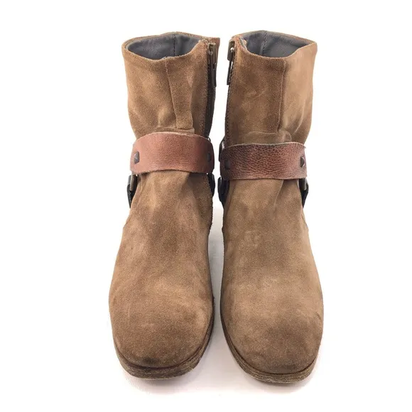 Ksubi Tan Brown Suede Leather Harness Ankle Boots EUR 40