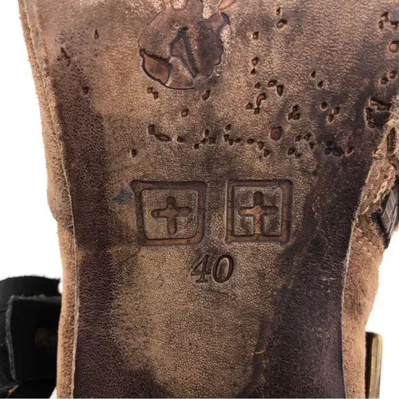 Ksubi Tan Brown Suede Leather Harness Ankle Boots EUR 40