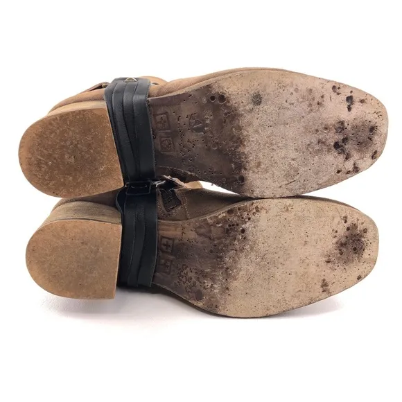 Ksubi Tan Brown Suede Leather Harness Ankle Boots EUR 40