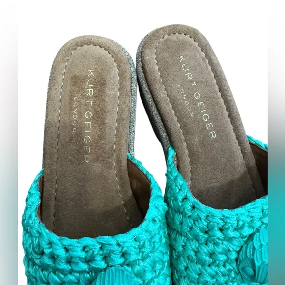 Kurt Geiger Crochet Slides Green NWOT size 6.5/7