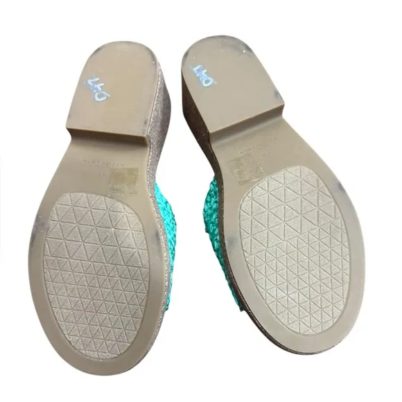 Kurt Geiger Crochet Slides Green NWOT size 6.5/7