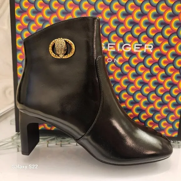 Kurt Geiger London Black Leather Chelsea Square Toe Booties. NIB. Various.