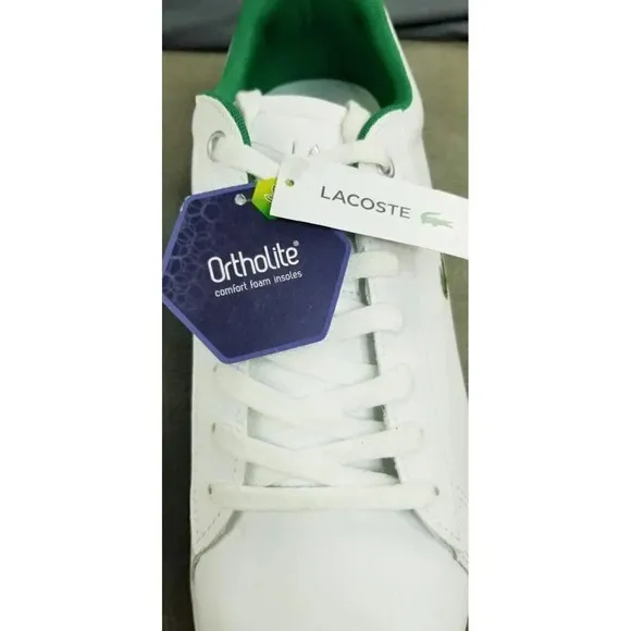 Lacoste Size 13 Men's Hydez 119 ECO Ortholite White Lace Up Fashion SneakerLogo